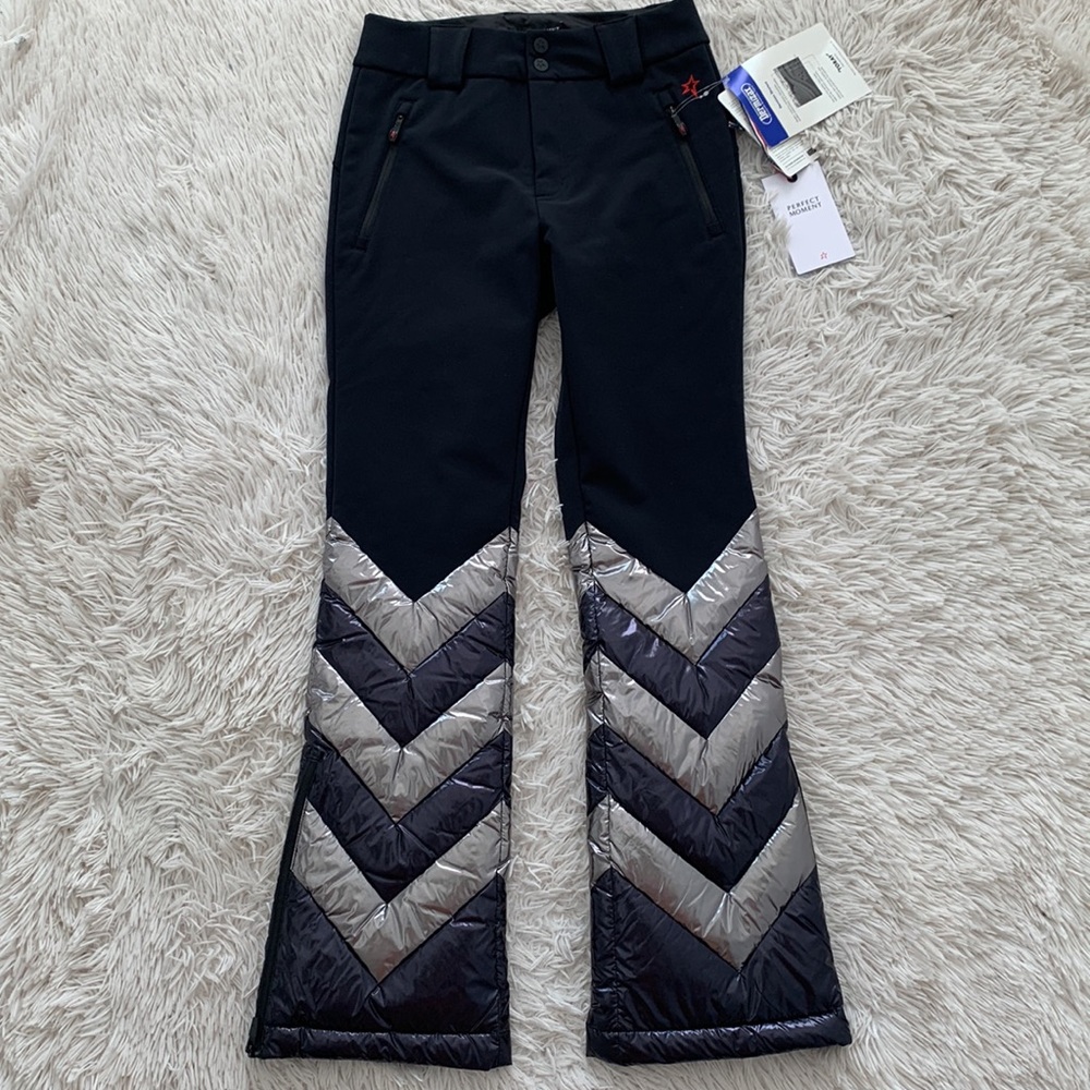 Perfect Moment fly high metallic rip stoop-trimmed high rise flared ski pants - Picture 5 of 16